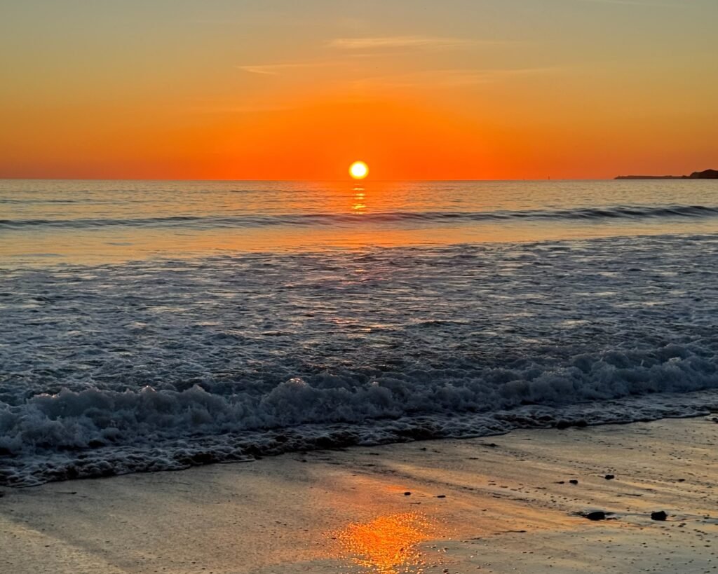 Sunset and sea at Freshwater West, Pembrokeshire, Wales