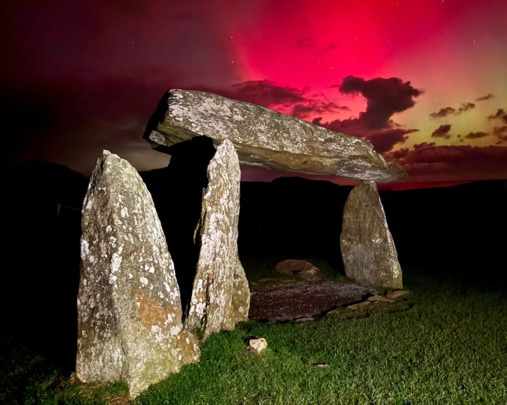 Aurora at Pentre Ifan burial chamber, Pembrokeshire, Wales