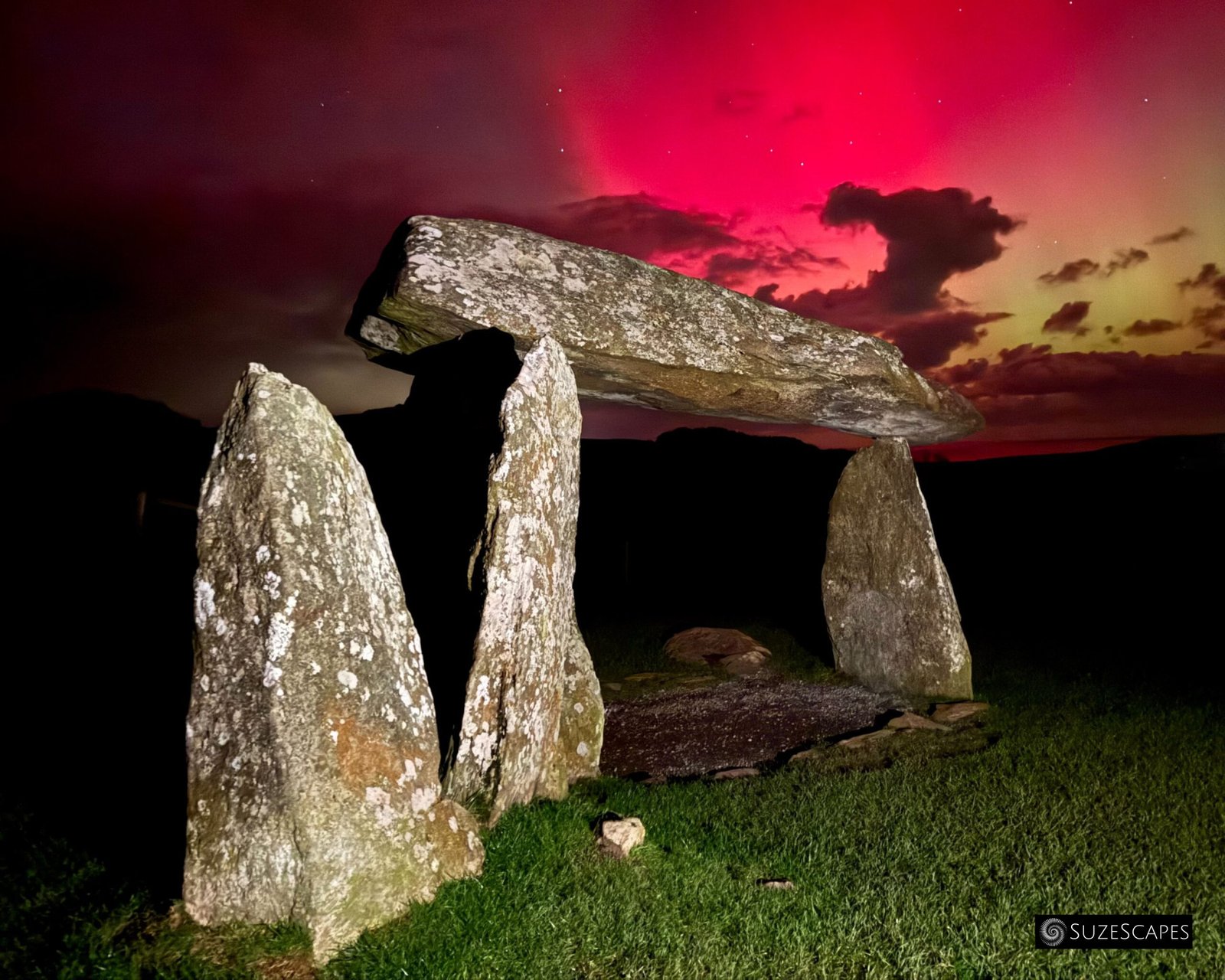 Aurora at Pentre Ifan burial chamber, Pembrokeshire, Wales