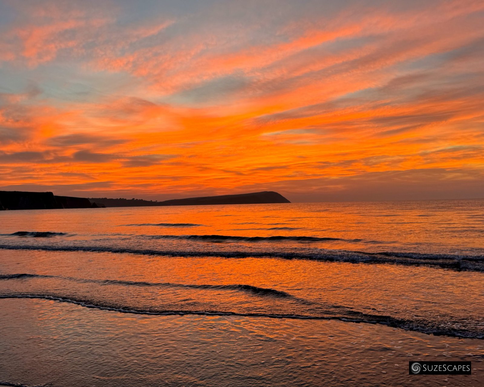 Autumn sunset at Newport Sands, Pembrokeshire, Wales