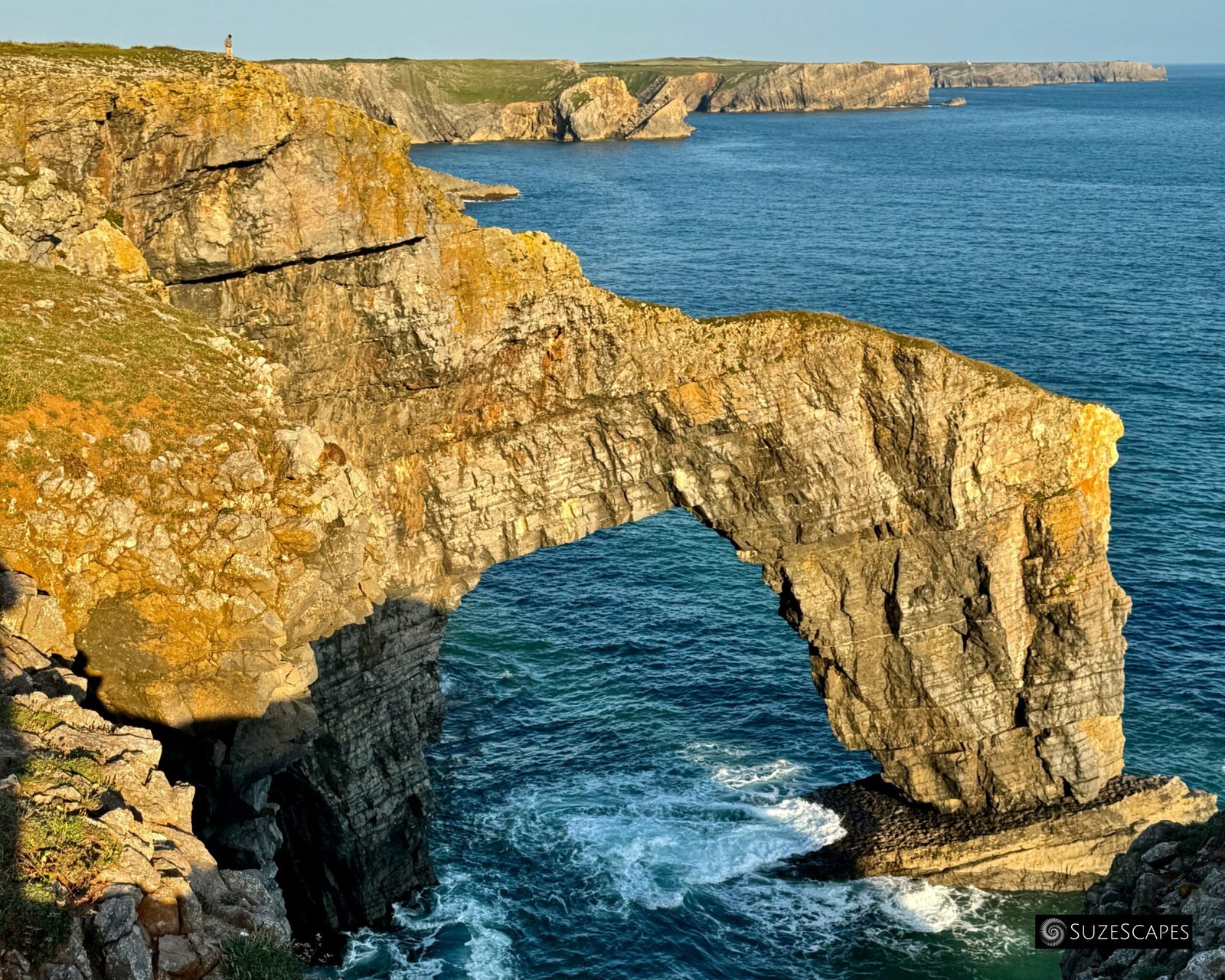 Green Bridge of Wales (with a person for scale!), Pembrokeshire, Wales