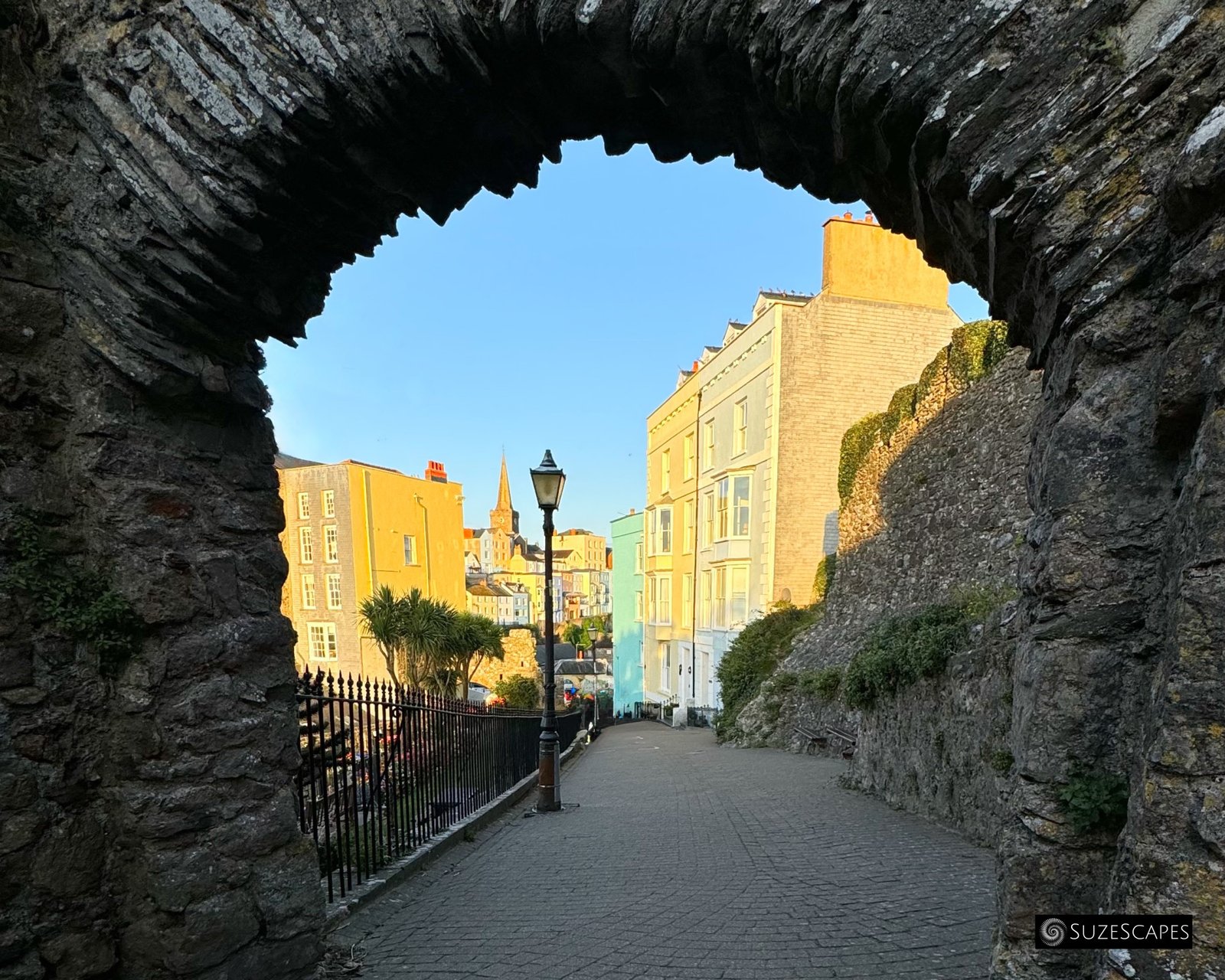Tenby Castle Gateway, just after sunrise, Pembrokeshire, Wales