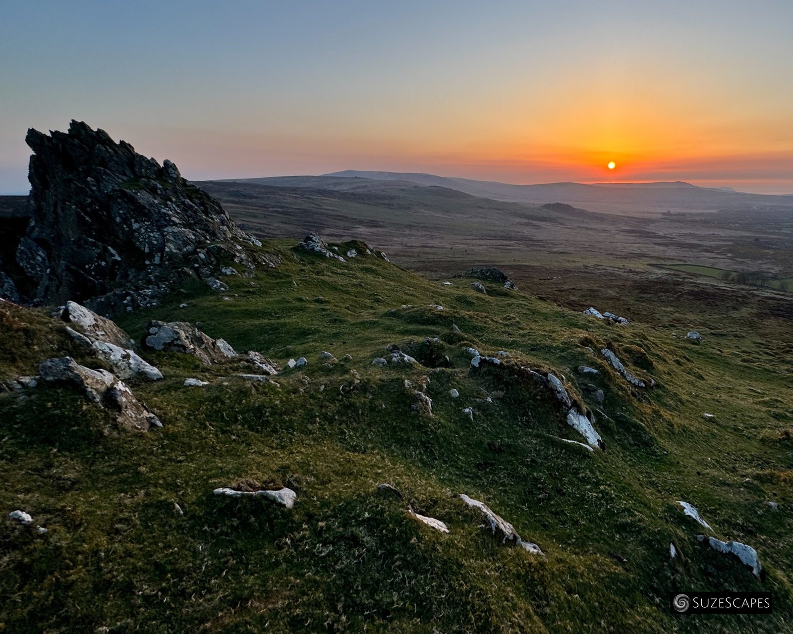 Sundown over Carningli from Foel Drygarn, Pembrokeshire, Wales