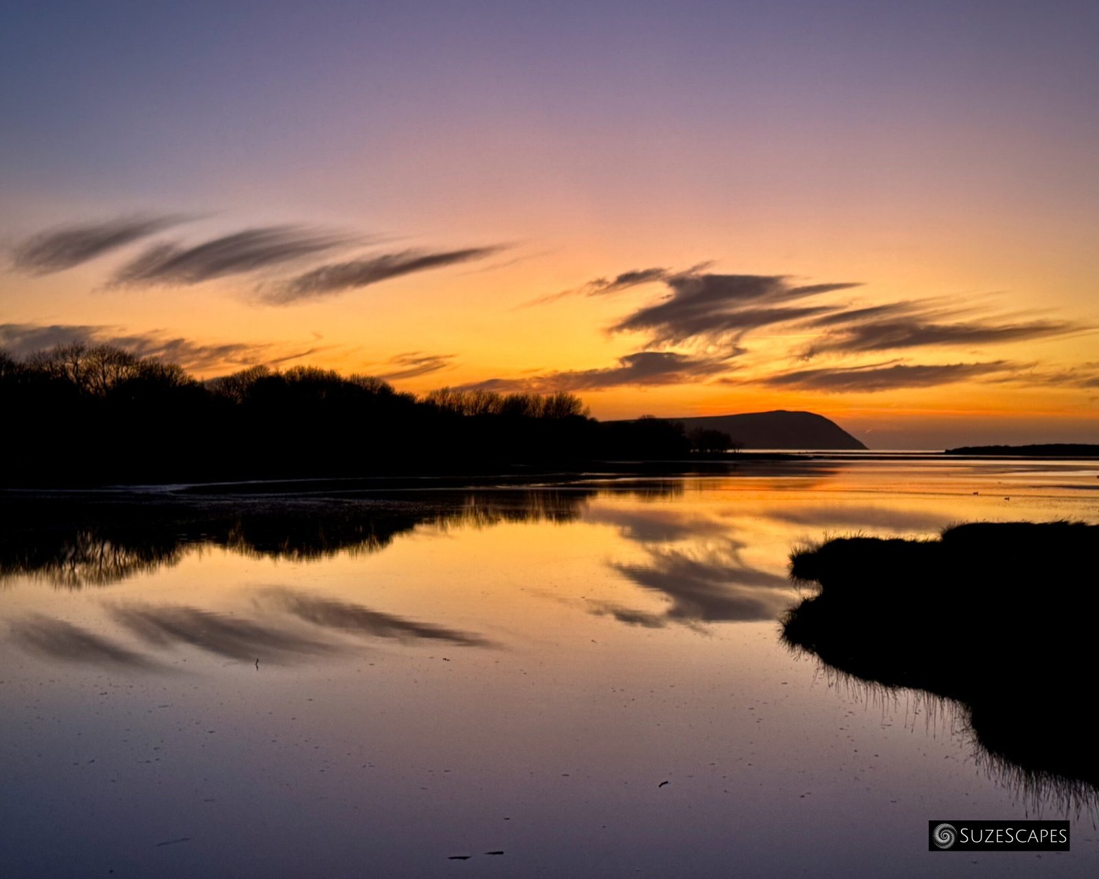 Sky drama just after sunset at Newport Estuary, Pembrokeshire, Wales