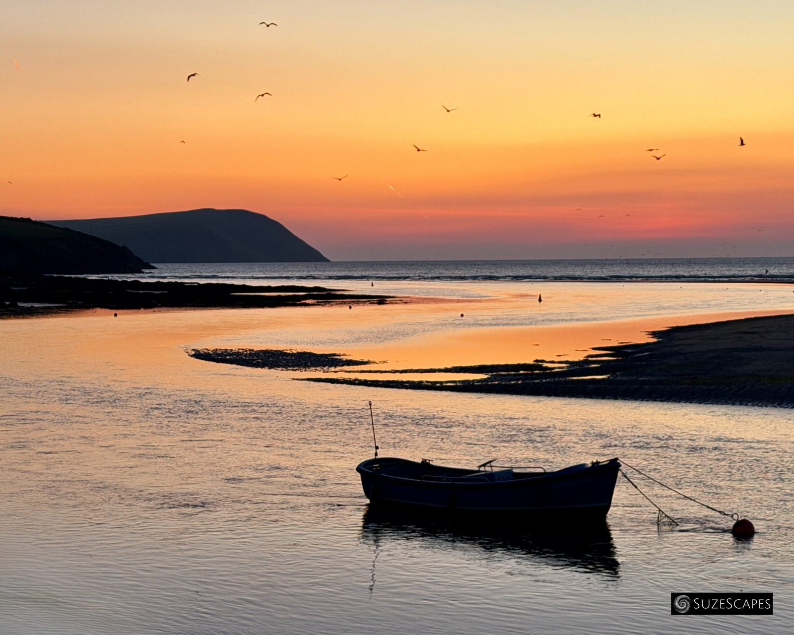 Twilight view from the Parrog in Newport, Pembrokeshire, Wales
