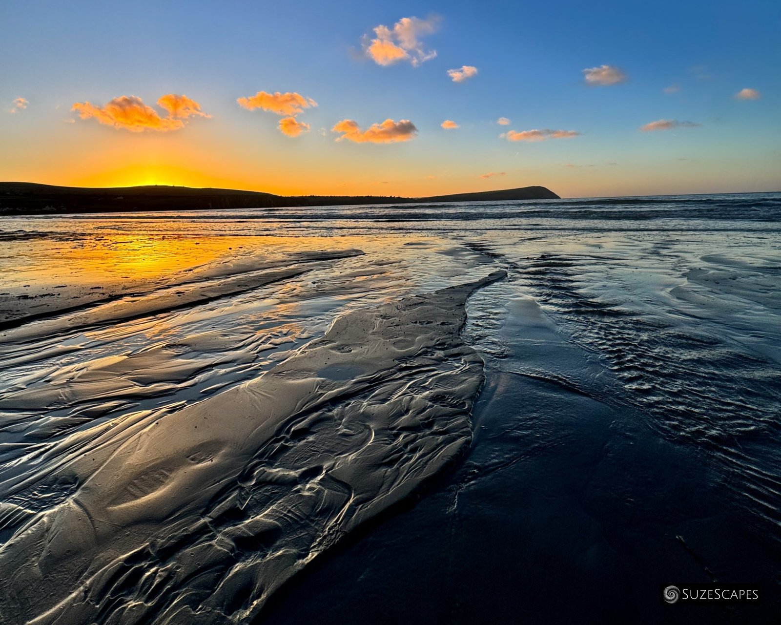 Winter sundown at Newport Sands, Pembrokeshire, Wales