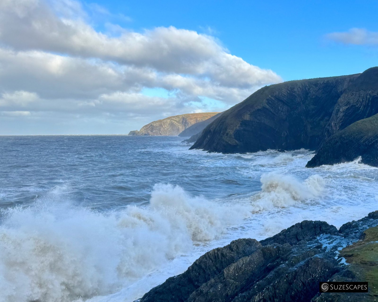 Crashing waves at Ceibwr, Pembrokeshire, Wales